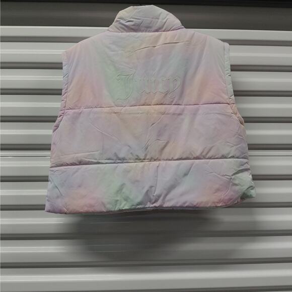 Juicy Couture Womens XL Rainbow Cloud Puffer Vest Boxy Zip Jacket Y2K Revival - Picture 3 of 12
